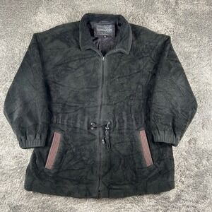 Forecaster Sport Fleece Jacket Mens Medium Black Full Zip Drawstring Waist Coat